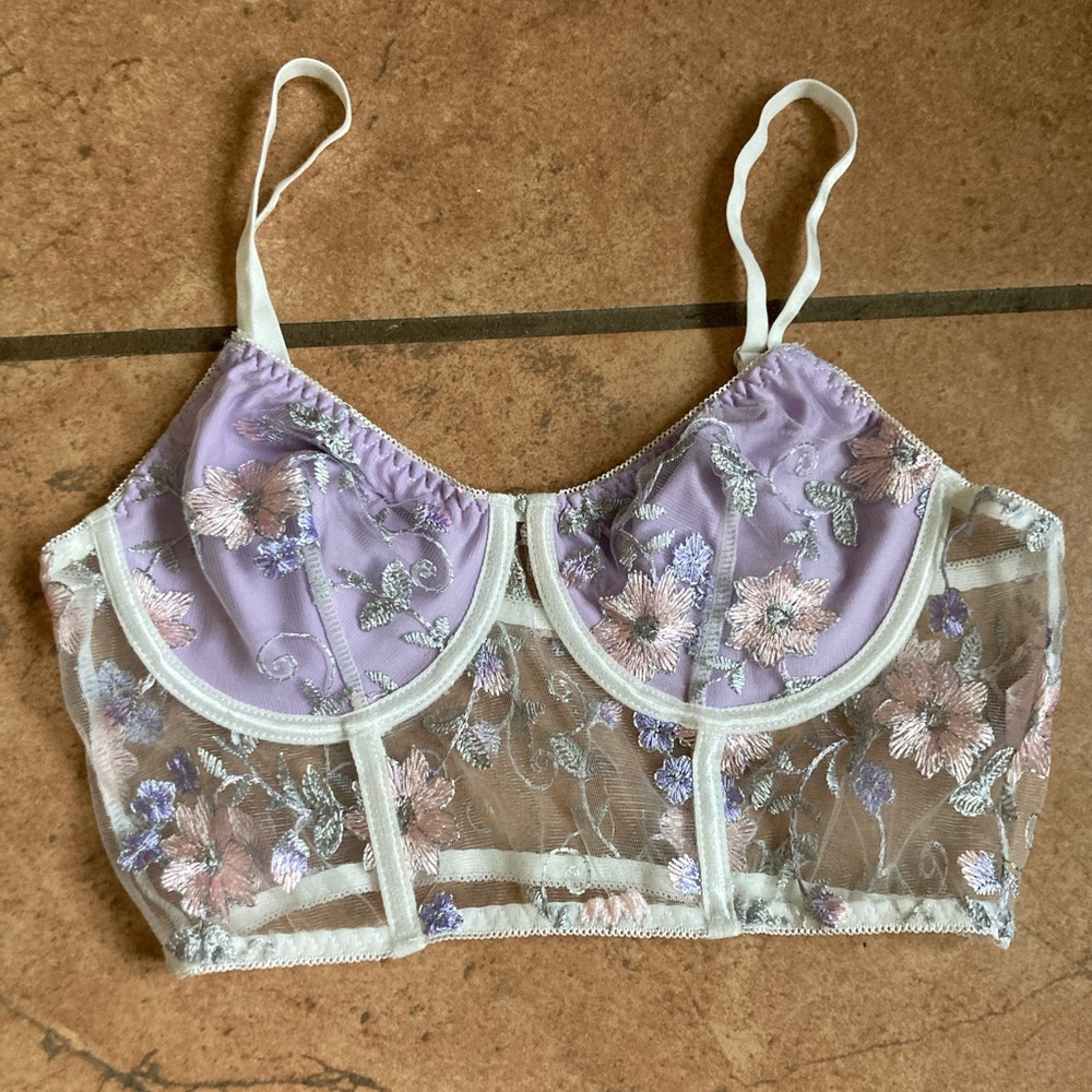 floral bra/mesh shirt size small
